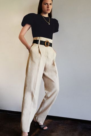 Zara + Belted Rustic Trousers