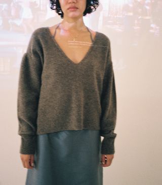 Chelsea Mak + Renata V Neck Sweater in Mink