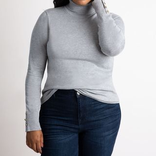 Eloquii + Button Cuff Turtleneck Sweater