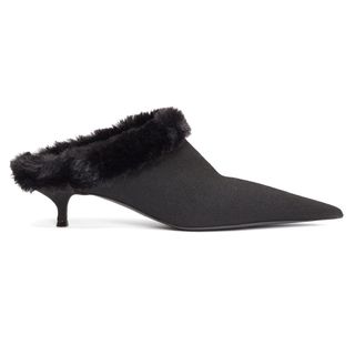 Balenciaga + Faux-Fur Lined Kitten Heels