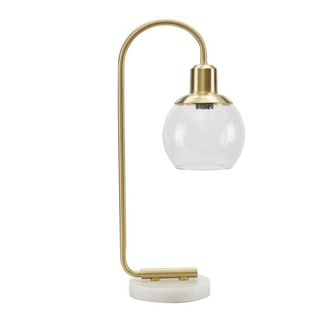Better Homes & Gardens + Real Marble Table Lamp, Brushed Brass Finish