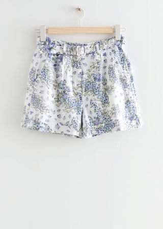 & Other Stories + Printed Belted Linen Shorts