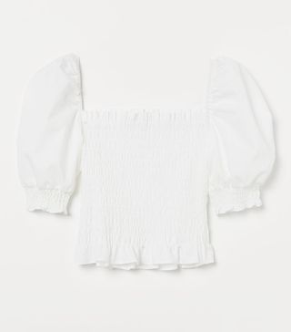 H&M + Short-Sleeved Smocked Blouse