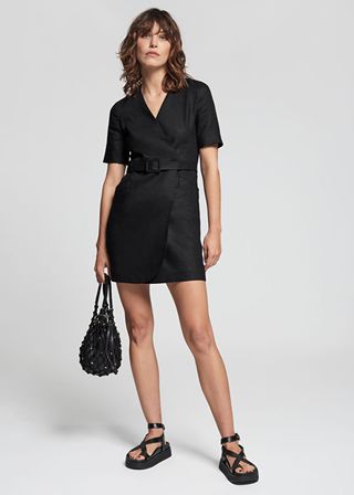 & Other Stories + Tailored Linen Belted Mini Dress