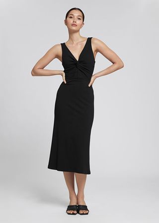 & Other Stories + Ribbed Twist-Front Midi Dress