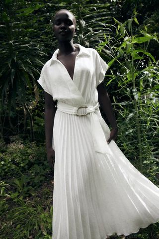 Zara + Crossover Pleated Dress