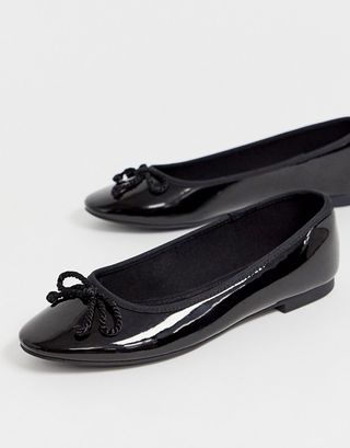 ASOS Design + Loretta Bow Ballet Flats in Black