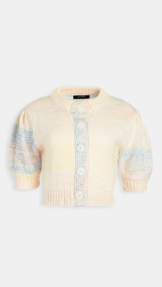 En Saison + Ombre Cardigan Top With Puff Sleeves