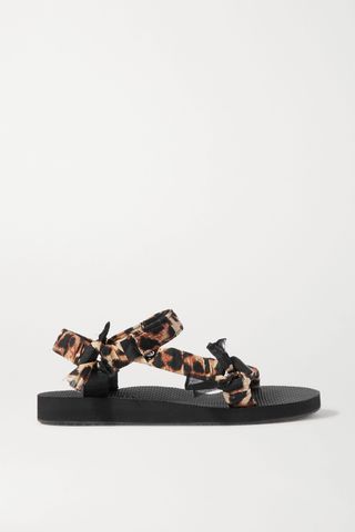 Arizona Love + Trekky Leopard-Print Gauze-Trimmed Canvas Platform Sandals