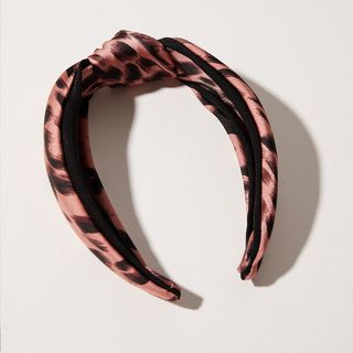 Oliver Bonas + Java Animal Print Pink Knotted Headband