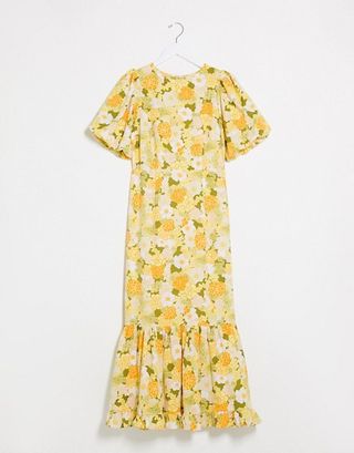 ASOS + Design Puff Sleeve Maxi Dress With Pephem in '70s Floral