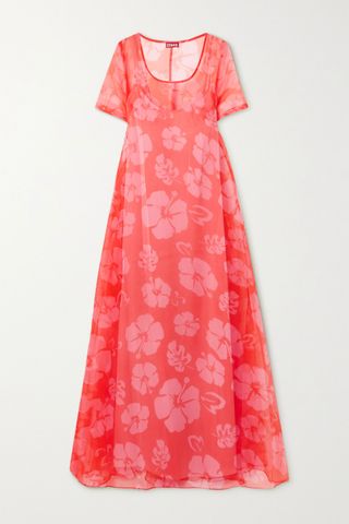 Staud + Floral-Print Organza Maxi Dress