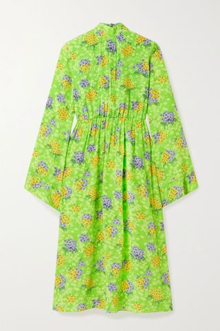 Les Rêveries + Gathered Floral-Print Silk-Crepe Midi Dress