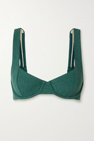 Peony + Floral-Jacquard Underwired Bikini Top