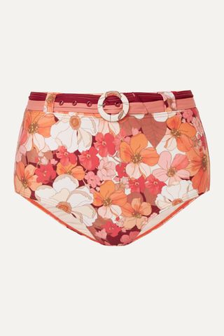 Peony + Belted Floral-Print Bikini Briefs