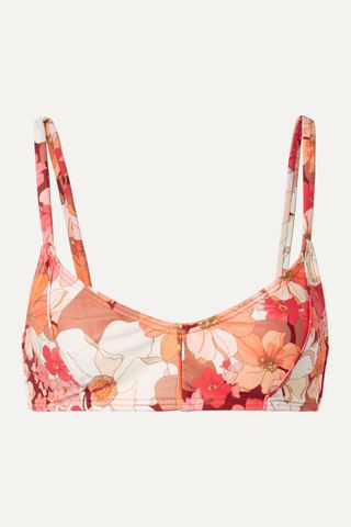 Peony + Floral-Print Bikini Top