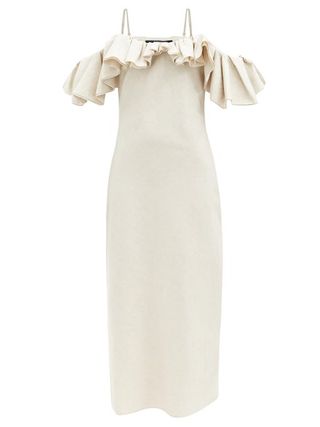 Jacquemus + Pampelonne Off-The-Shoulder Cotton-Blend Dress