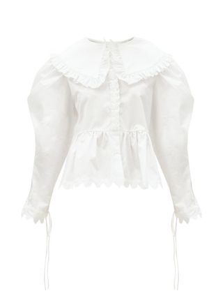 Horror Vacui + Lisi Exaggerated-Collar Ruffled Cotton Blouse
