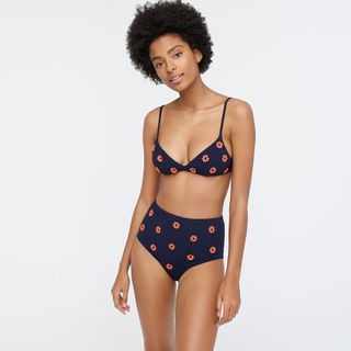 J.Crew + Piqué French Bikini Top with Daisies