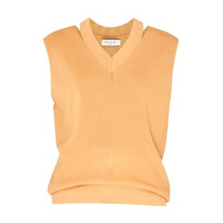 Paisie + V-Neck Sleeveless Top With Cut Out Neck in Orange