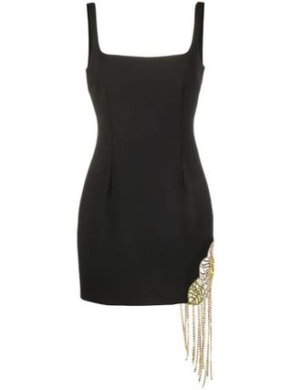 Area + Crystal-Embellished Fitted Mini Dress