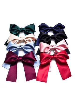 Suoirblss + Set of 8 Big Satin Solid Ribbon French Barrette