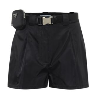 Prada + Belted High-Rise Nylon Shorts