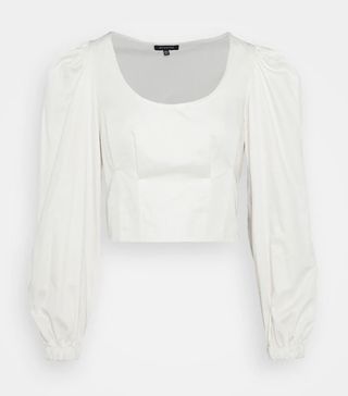 Who What Wear + Cropped Long Sleeve Blouse