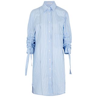 JW Anderson + Blue Striped Cotton Shirt Dress