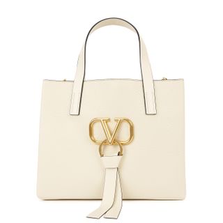 Valentino + Valentino Garavani Vring Cream Leather Top Handle Bag