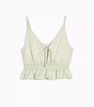 Topshop + Lime Green Plunge V Shirred Cami