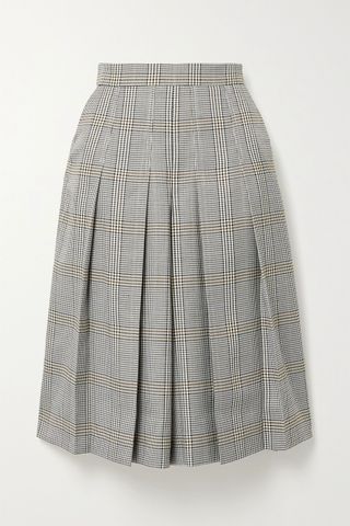 Maje + Pleated checked woven culottes
