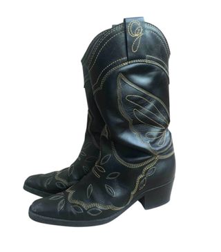 Ganni + Leather Cowboy Boots