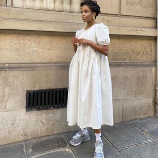 White trainers with outlet dress