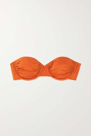 Peony + + Net Sustain Ruched Bandeau Bikini Top