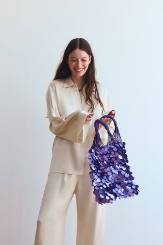 Zara + Woven Sequin Bag