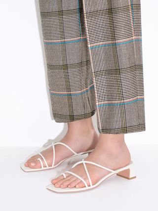 Charles & Keith + White Strappy Toe Ring Sandals