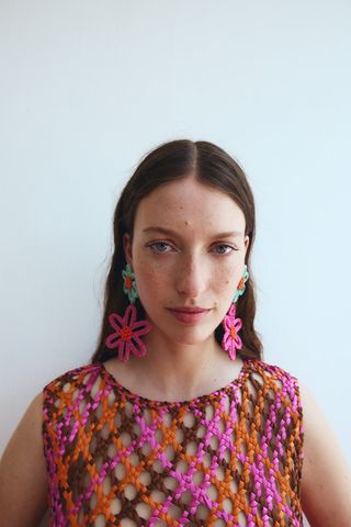 Zara + Flower Crotchet Earrings