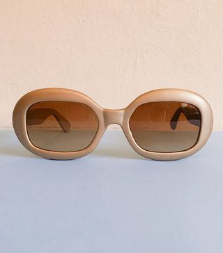 Vintage + 1990s Gold Square Sunglasses