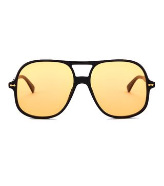 Gucci + Men's Oversized Aviator Sunglasses - Black/Yellow