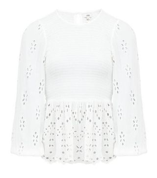 River Island + Broderie Detail Shirred Top