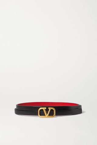 Valentino + Valentino Garavani V Logo Reversible Leather Belt