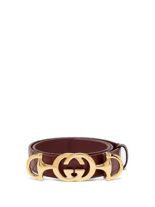 Gucci + Horsebit-Buckle Quilted-Leather Belt