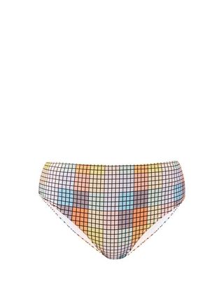 Ganni + High-Rise Checked Bikini Briefs