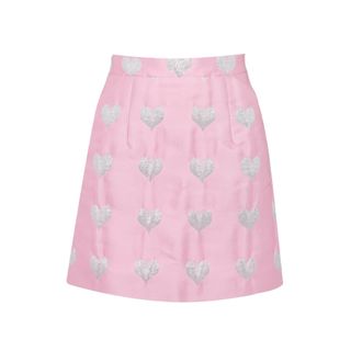 Lisou + Libby Metallic Pink Heart Jacquard Skirt