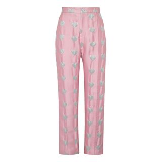 Lisou + Hetty Metallic Pink Heart Jacquard Trousers