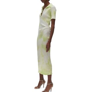 Helmut Lang + Tie Dye Rib Cotton Polo Dress