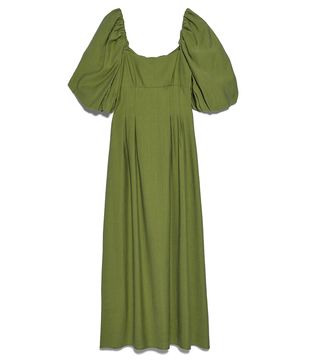 Zara + Green Puff Sleeve Dress