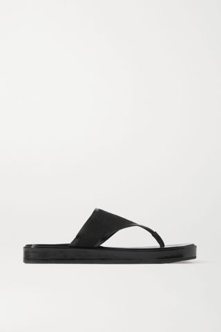 By Far + Otto Glossed-Leather and Linen Flip Flops