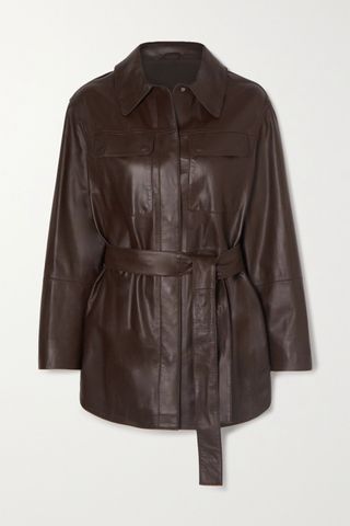 Brunello Cucinelli + Belted Leather Shirt